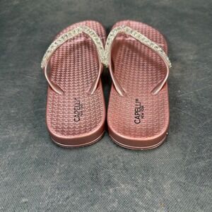 Capelli New York Pink Rhinestone Embellished Flip Flops Sandals Size 8